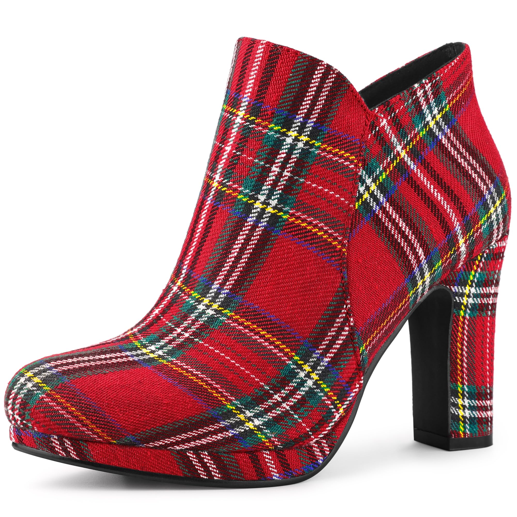 

Allegra K Women s Red Round Toe Chunky Heel High Heel Ankle Boots, Size 22.0 cm