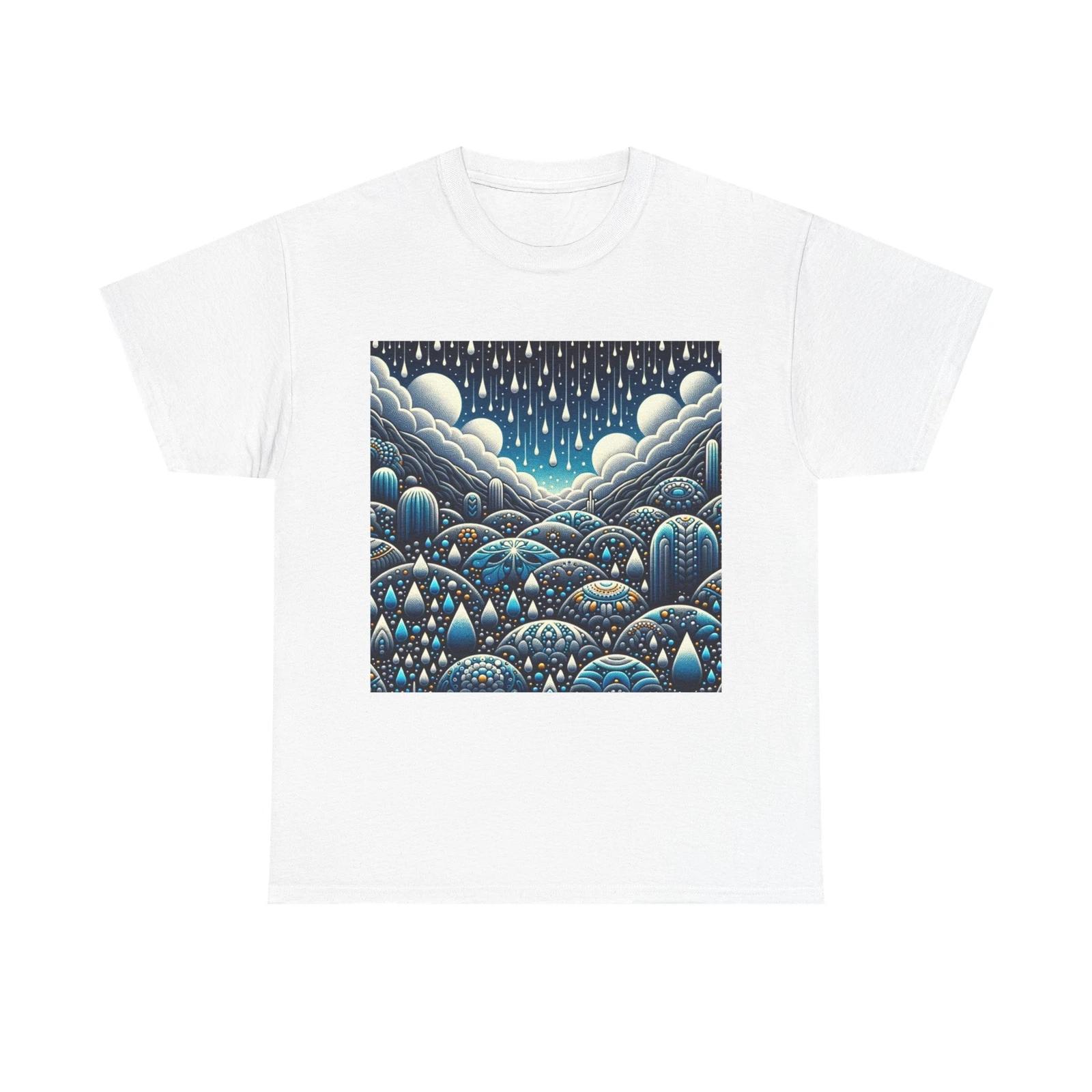 Unisex Adult T Shirt Monsoon Raindrop Southwestern Micro-Pattern M