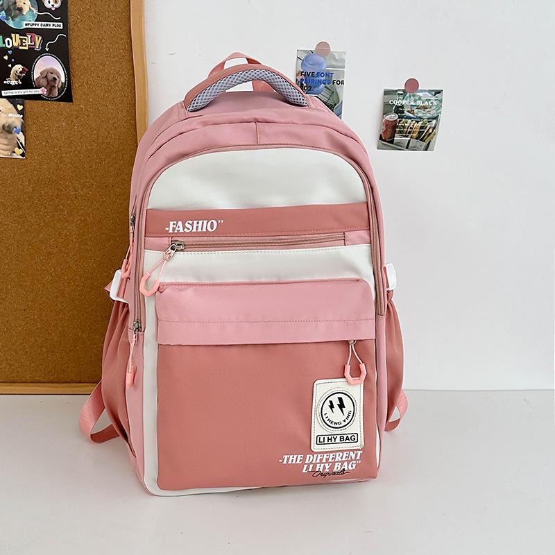 Trend Schoolbag Going Out University Female Large Capacity Middle and High School Students Contrasting Color Backpack Male Travel Backpack