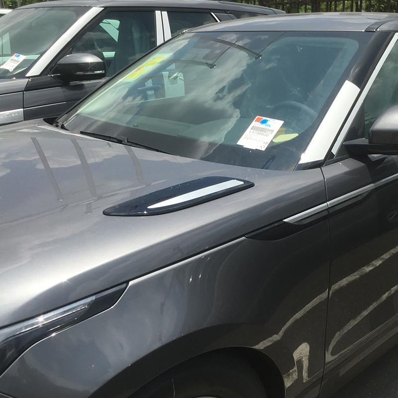 2 sztuk ABS srebrny kaptur wylot nawiewu powietrza skrzydło wykończenia naklejki dla Range Rover Velar 2017 2018 dekoracja zewnętrzna samochodu