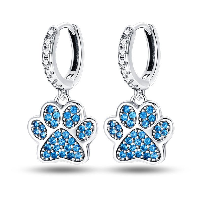 Fashion 925 Silver Color Earrings Blue Zircon Stars Moon Irregularity Earrings For Woman Fine Birthday Jewelry Gifts