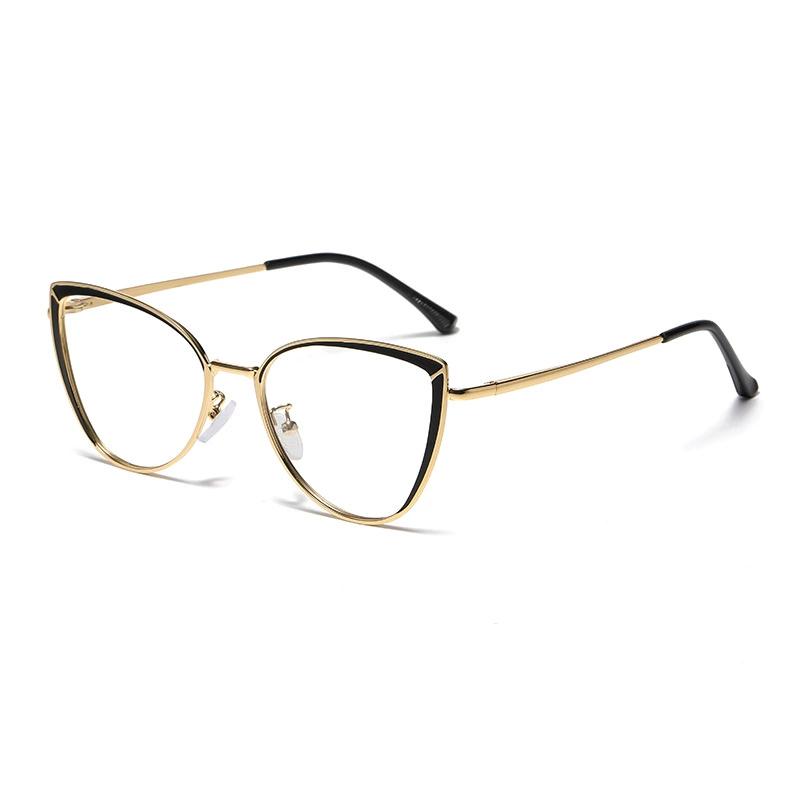 

Очки кошачий глаз женские модные металлические контрастные плоские зеркальные очки анти-синий Flat mirror