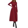 Damenmode Lässig A-Linie Elegant Bescheidenes Winter-Partykleid Langarm Midi-Kleid