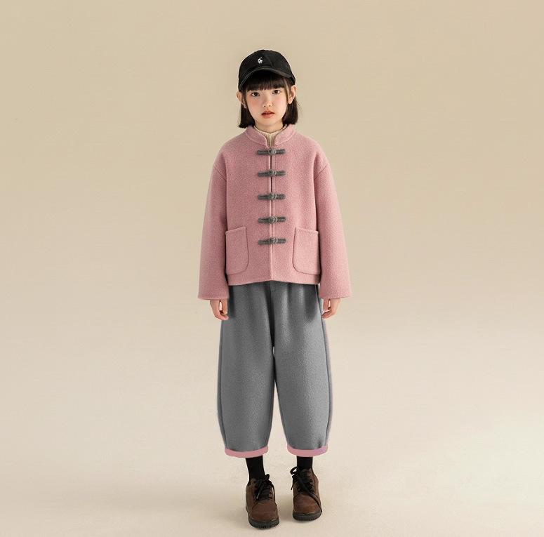 

Tao Town Girls Cashmere & Wool Coat Set - Autumn/Winter Two-Piece National Style 110cm 19-20kg