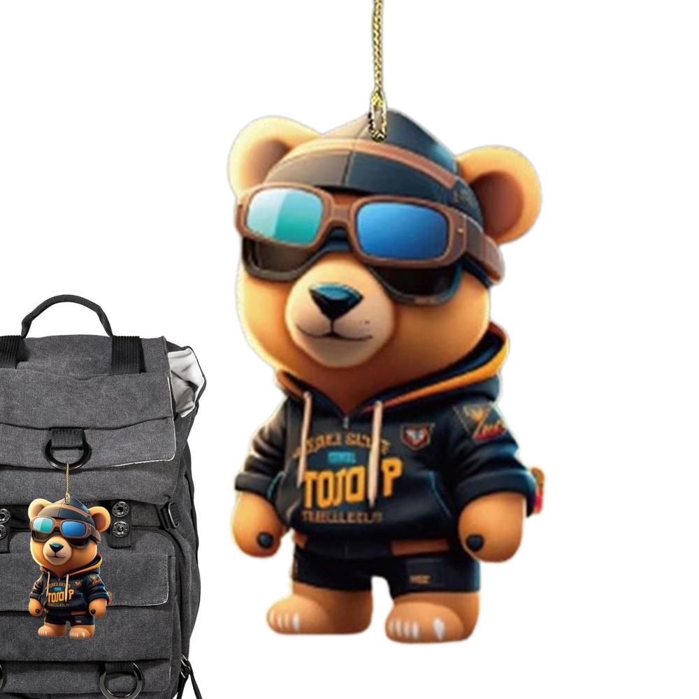 

Bear Car Rear View Ornaments Cute Car Mirror Pendant Interior Decoration Cute Bear Car Hang Ornament Lucky Charm For Car