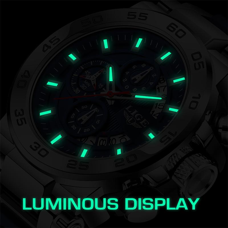 LIGE Fashion Men's Watches Silicone Strap Simple Sports Military Date 30M Waterproof Quartz Mens Wristwatches Relogios Masculino