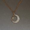 Modeschmuck 925 Sterling Silber Mond und Stern Anhänger Halskette für Damen Silber Schlüsselbein Kette Halskette Schmuck