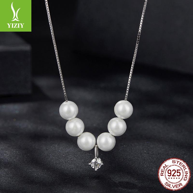 

S925 Sterling Silver Smart Pearl Moissanite Necklace, Women S Premium Stacked Collarbone Chain Autumn And Winter Light Luxury