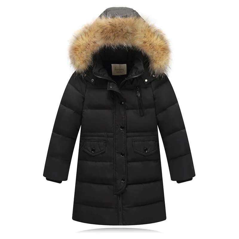 

Children clothing Boys Winter Thicken Warm Down Jackets Hooded Outerwear Coats toddler girl clothes Kids parka faux fur coat 170 чорний