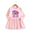 Multi-color Girls Kpop Rumi Zoey Mira Hunters Print Pleat Mesh Dress