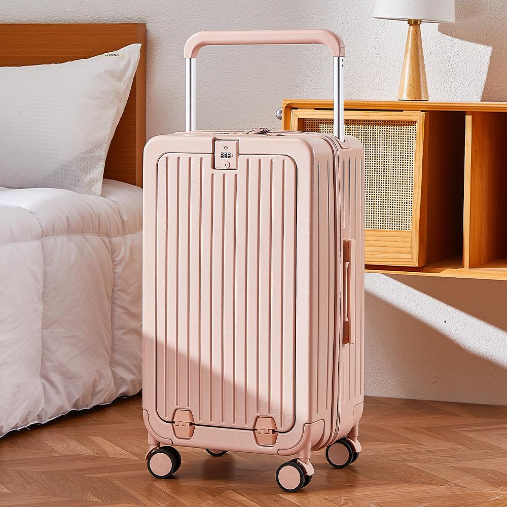Free Shipping: 20-inch & 24-inch Front-Opening Multifunctional Trolley Suitcases with Wide Handles
