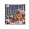 Set Of 2 Christmas Town Print Perforated Curtains Multi Size Living Room Insulation Holiday Decoration Blackout Made Polyester Machine Washable Area