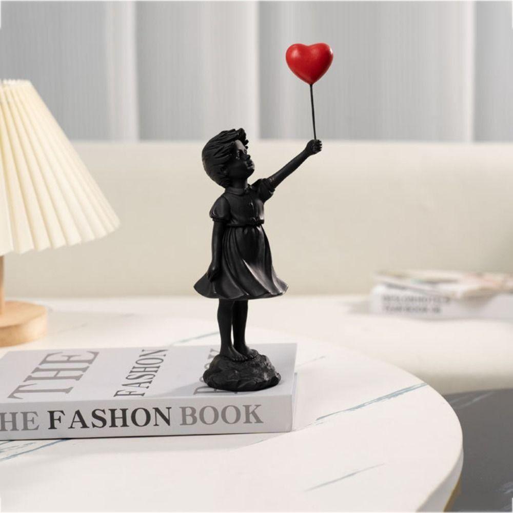 Resin Crafts Banksy Sculpture Love Flying Balloon Girl Figurine Creative   Wine Cabinet