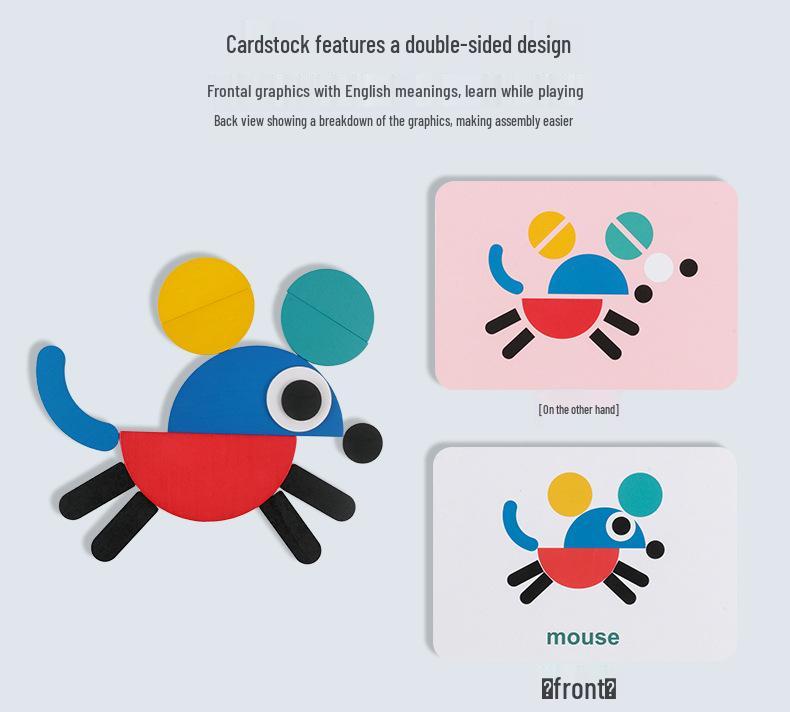 Geometric Shape Puzzle Tin: Educational Wooden Tangram for Children
