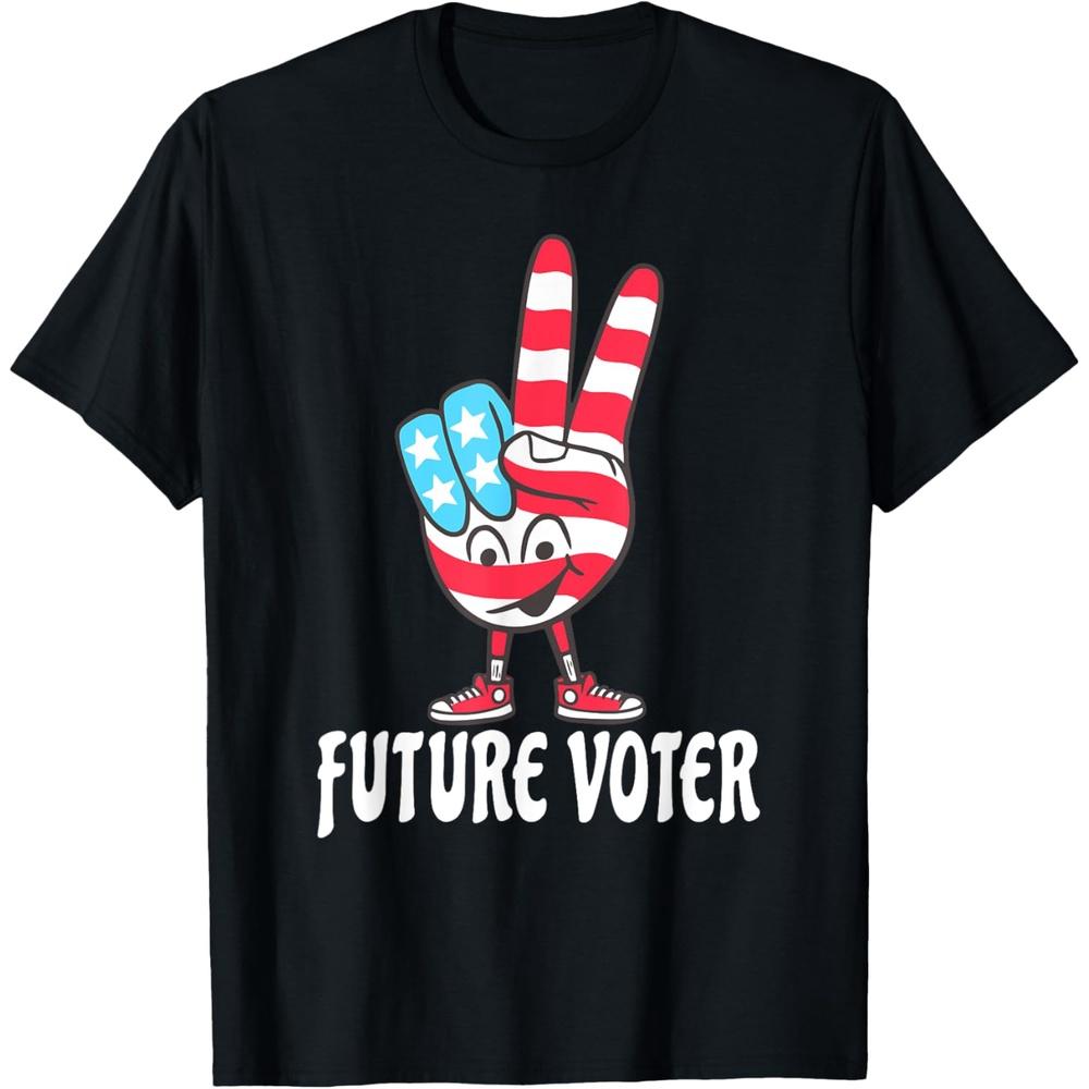Future Voter - US Flag Peace Hand Symbol Boys Girls Vote Cotton Men T Shirt XL чёрный