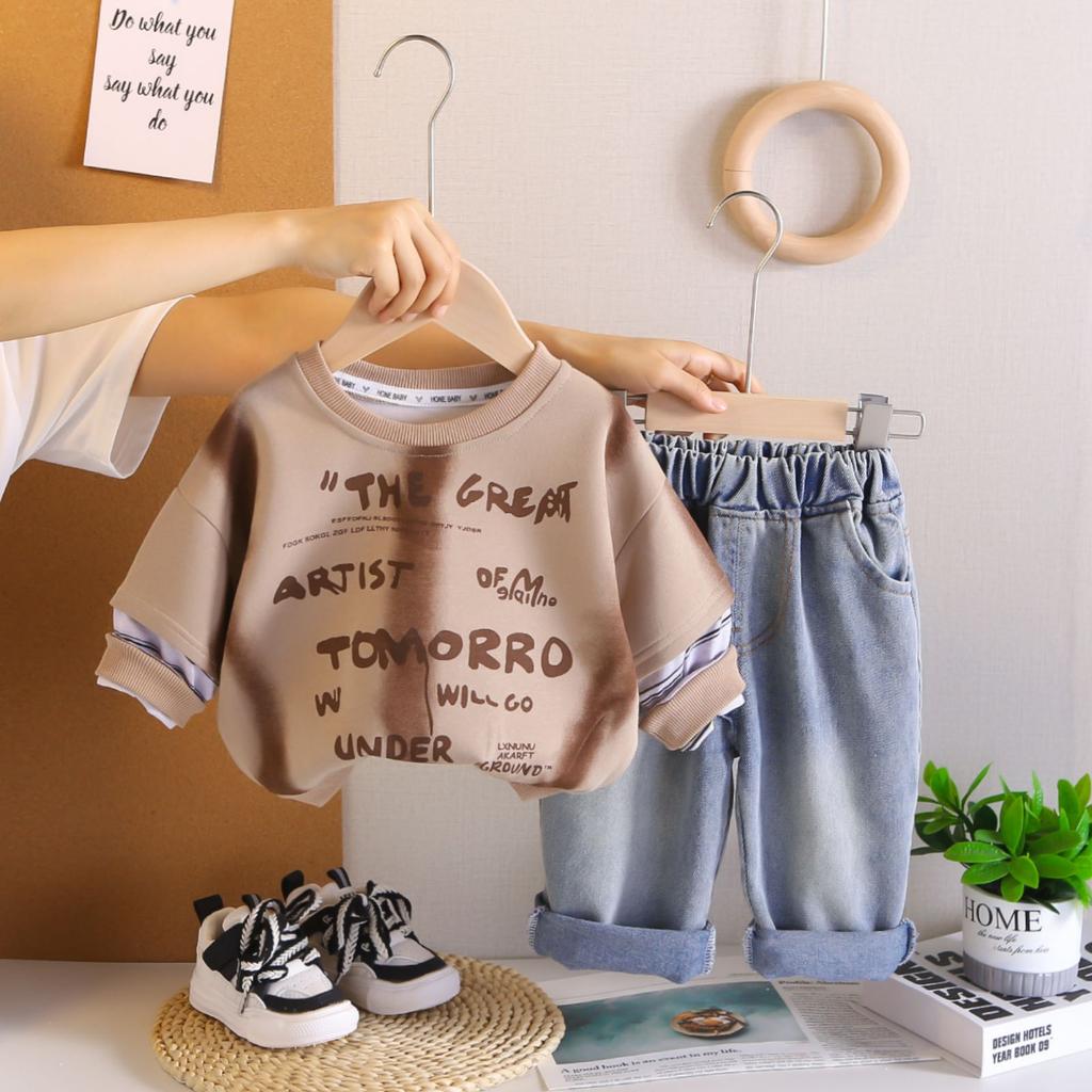 Kids Casual Long-Sleeve Set, Comfortable Daily Wear Outfits