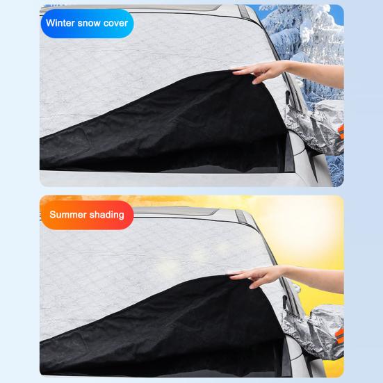 4-Layer Magnetic Windshield Snow Cover for Cars SUVs Trucks Full Coverage Frost Protector with Side Window