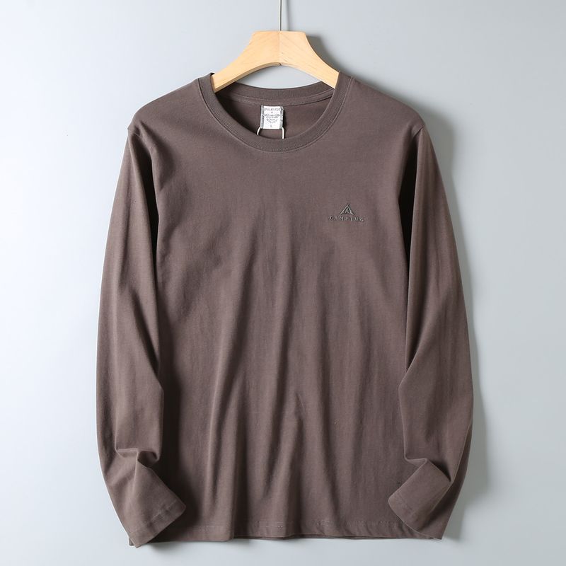 Original Export Surplus Pure Cotton Brushed T-Shirt for Men, Autumn Simple Versatile Long-Sleeve Base Shirt, Casual Crew Neck Top