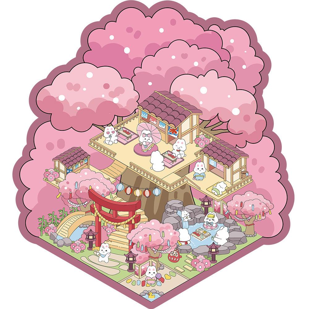 Cartoon Landscape Stickers Miniature World Small Creative 3D Cabin Decompression DIY Scene Home Interaction PET Stickers