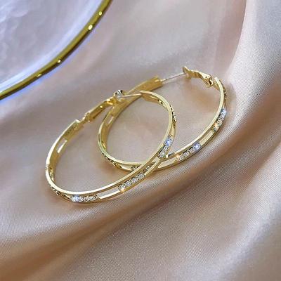 Große runde Ohrringe aus S925-Silber mit Diamanten – trendig, auffällig und vielseitig für Damen