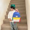 Korean Style Contrast Color Plaid Backpack Book Bag Cute Shoulder Bag Children School Bag  Children