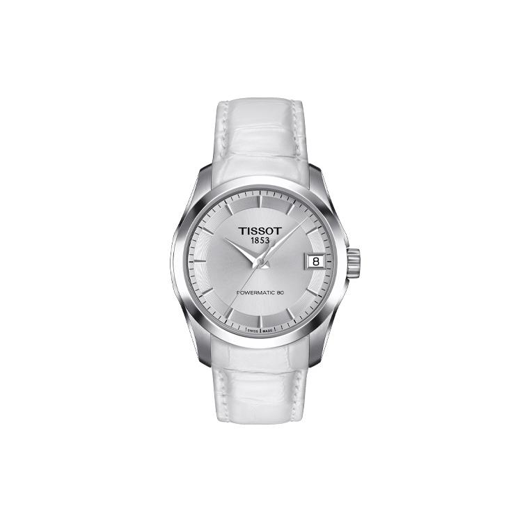 

TISSOT Kutu Collection Mechanical Movement Women s Watch 32mm White Dial Stainless Steel Case T0352071603100 Silver White Strap