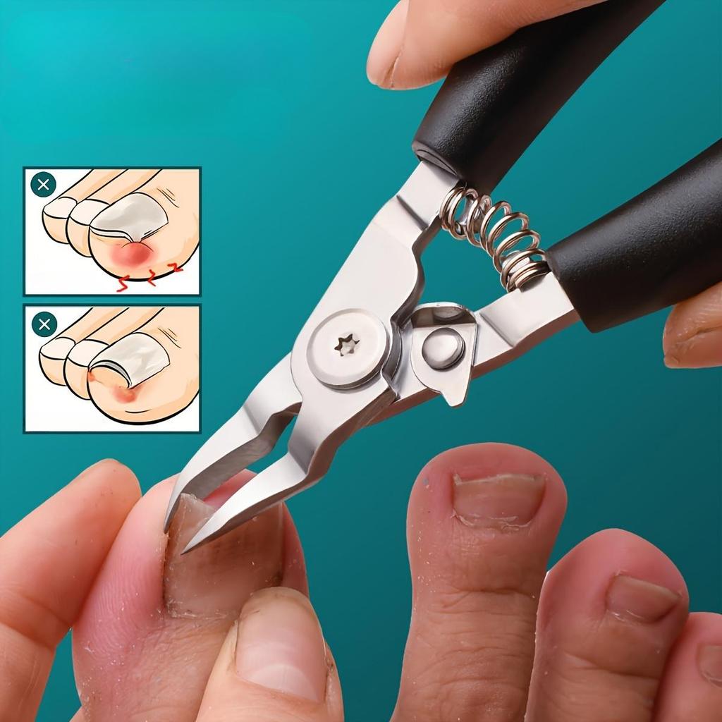 Edelstahl-Zehennagelknipser mit gebogener Klinge und moderner konkaver Schneide für präzises Schneiden