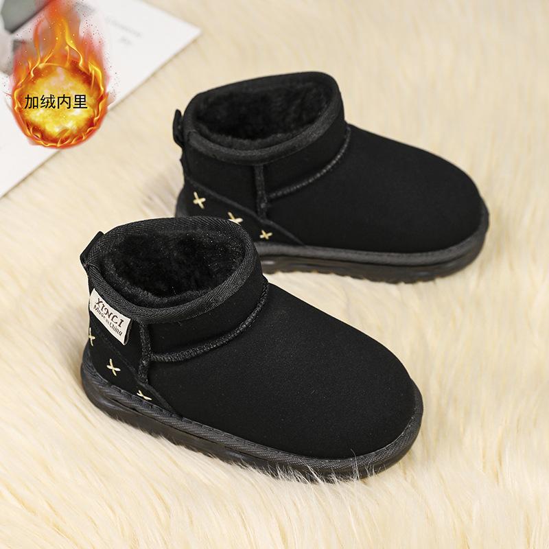 

Зимние сапоги для мальчиков и девочек 2025 года, новые детские хлопковые сапоги, флисовые теплые ботинки Martin, утолщенные нескользящие высокие ботинки 36 чёрный