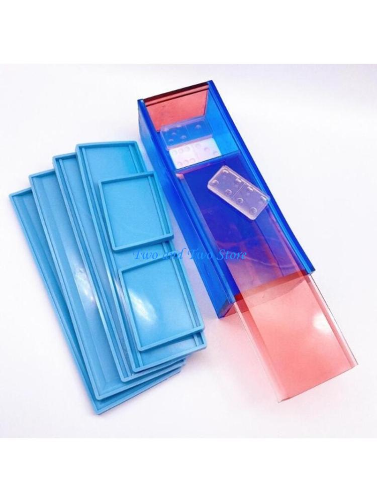 HX6F DIY Crafts Dominoes Storage Tray Table Ornaments Decoration Epoxy Resin Mold Handicrafts Soap Resin Casting Mold синий