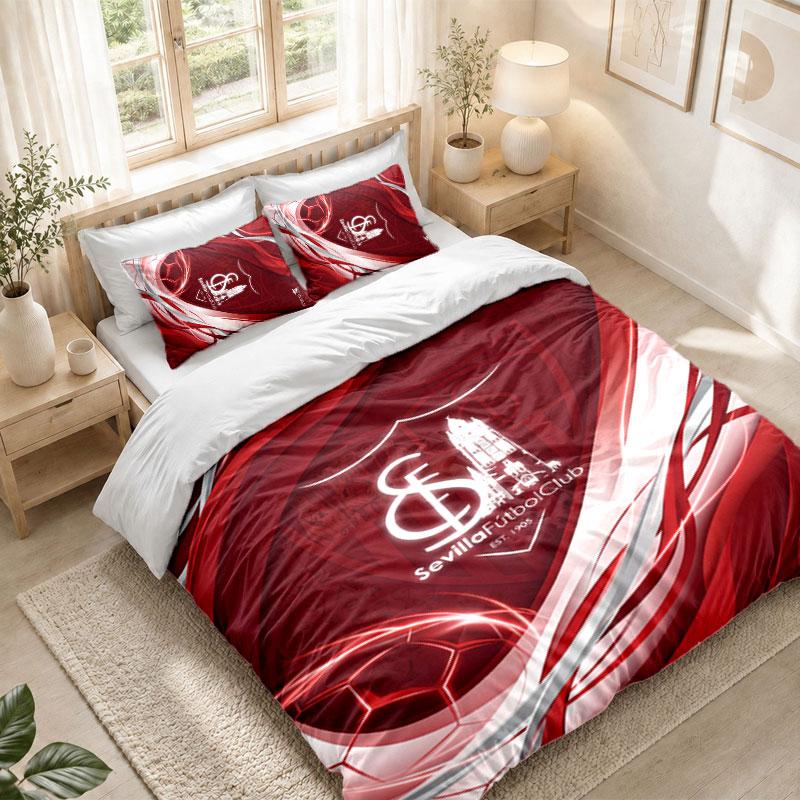 Bedding Set 1 Duvet Cover 2 Pillowcases Sevilla FC Print Bedroom Home Decoration