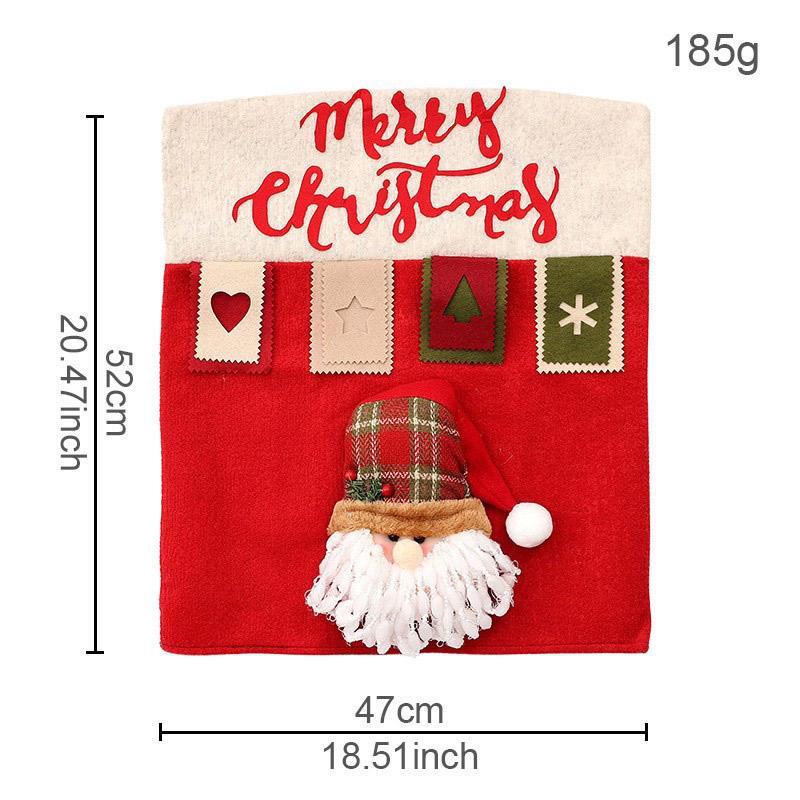 Christmas Chair Cover Home Xmas New Year Decoration Supplies Chair Seat Cover 3D Santa Claus Snowman Elk Chair Back Cover