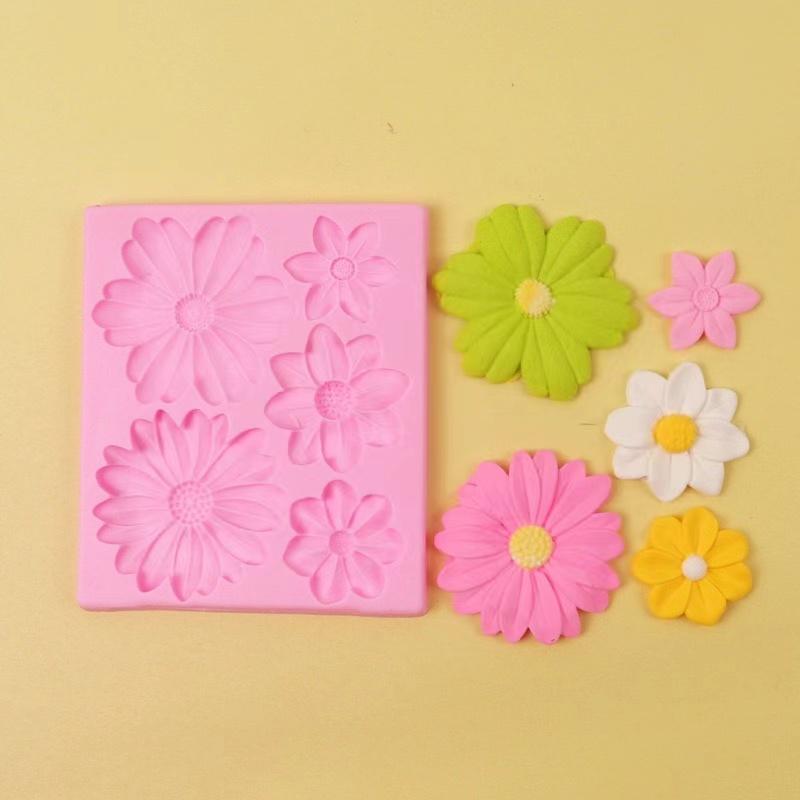 

1 шт., форма для помадки «Ромашка, подсолнух», 3D силиконовая форма, форма для конфет «Цветы», форма для шоколада, для инструмента для украшения торта своими руками, для выпечки розовый