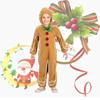Christmas Gingerbread Man Kids Costume Cosplay Bodysuit Stage Dress Performance