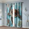 2pcs   Print Curtains 2D print Vintage Marine Life Curtains - Watercolor Turtle Polyester (without rod) All Seasons for Bedroom