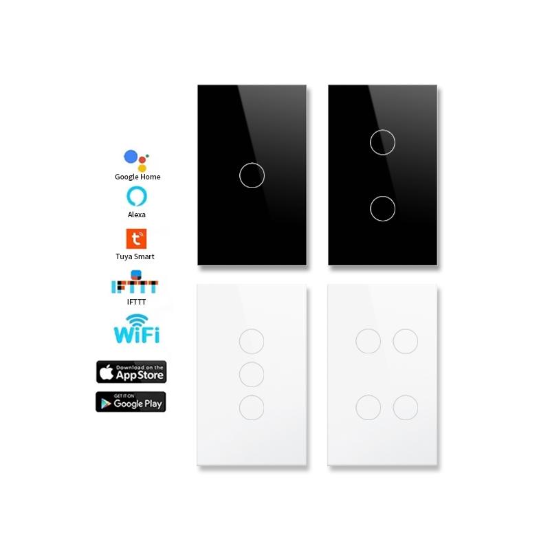 American Standard Zigbee Wall Switch Right Angle Straight Edge Design (Black,120mm*72mm&US Standard) чёрный