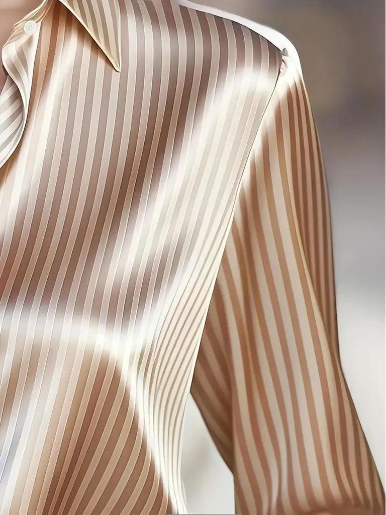 Retro European & American Women's Striped Long Sleeve French Shirt