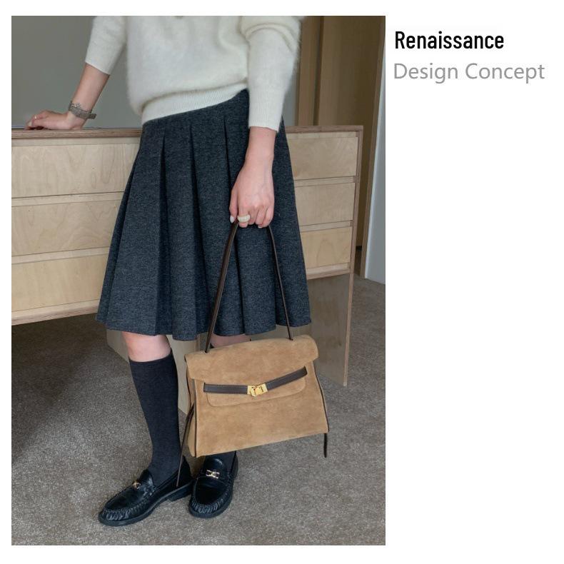 Niche Frosted Cowhide Retro Messenger Bag - Casual Crossbody/Shoulder Hobo Bag