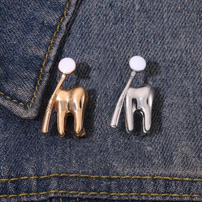 Badge Brooch/Silver Color Funny Dental Series Pin Elegant Decoration Creative Oral Health Cartoon