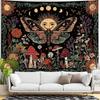 2D Moth Moon Phase Tapestry Sun Floral Mushroom Wall Hanging Decor