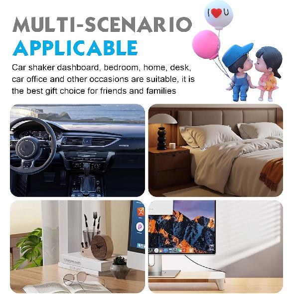 2 PCS Car Couple Dashboard Decorations, Kiss Cartoon Couple Figurines, Resin Adhesive Car Ornament with Balloon, Universal Decorations Interior for