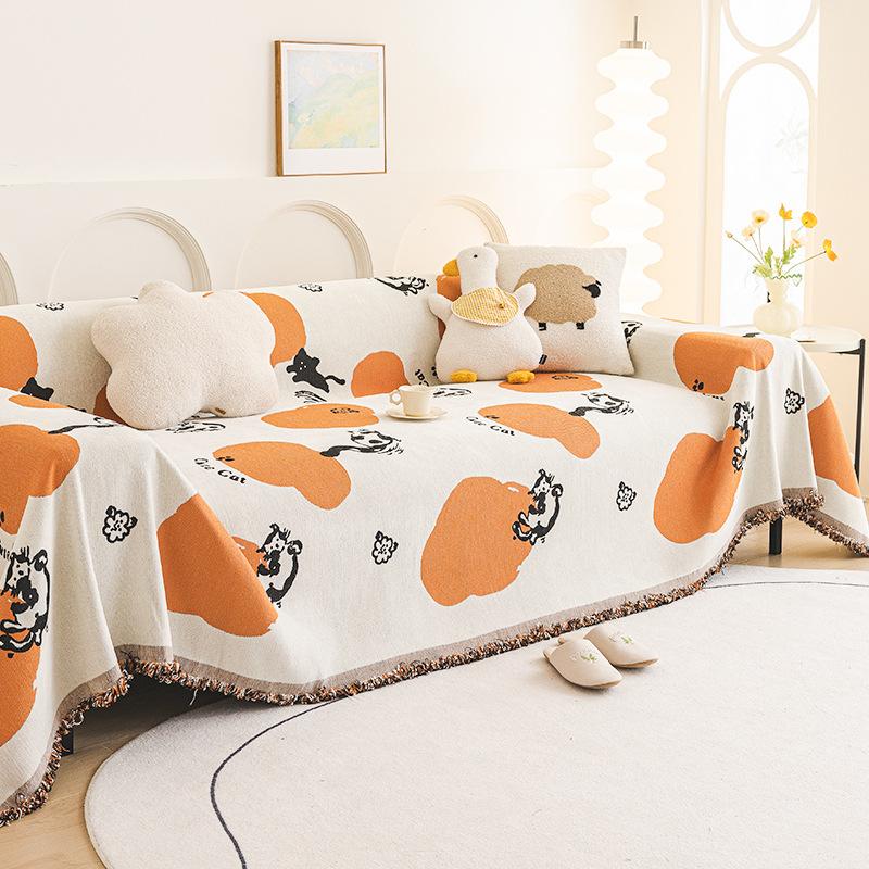 Cartoon Ins Style Sofa Handtuchbezug Stoff Chenille Kratzfest Sofabezug Universalbezug Vier Jahreszeiten Universal Rutschfest Bezug Handtuch