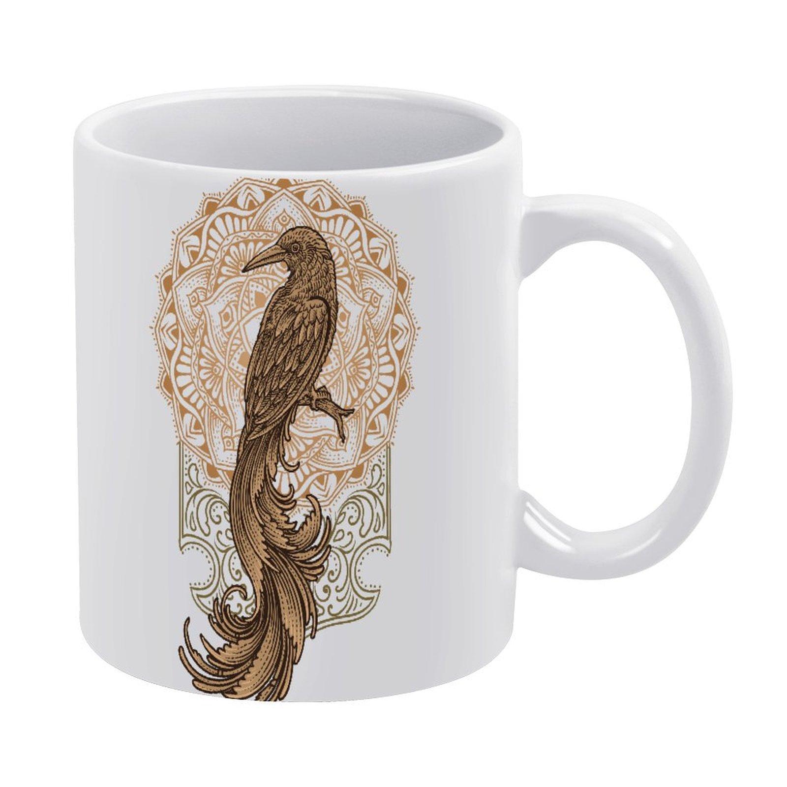 

11 унций Белая керамическая кофейная кружка с двойной поверхностью для печати, гладким захватом и глянцевым видом для ежедневного наслаждения теплыми напитками белый