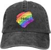 Women's Rainbow LGBT Pride Baseball Cap Vintage Cotton Washed Distressed Adjustable Dad Hat Casual Trucker Hat for Adult