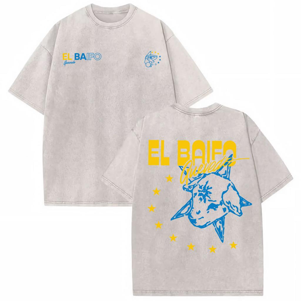 Rapper Quevedo EL BAIFO 2026 Album T-shirt Lavaggio Vintage Unisex Donna Harajuku Hip Hop Street T-shirt Top Estivi T-shirt Girocollo