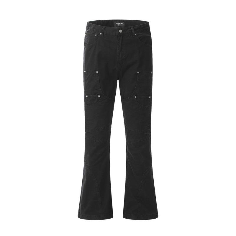 American Style High Street Style Stitching Patch Bag Casual Sizeback Jeans