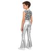 Kids Metallic Shiny Sleeveless Jumpsuit with Print Patchwork and Flared Pants for Boys Disco Halloween Party Outfit