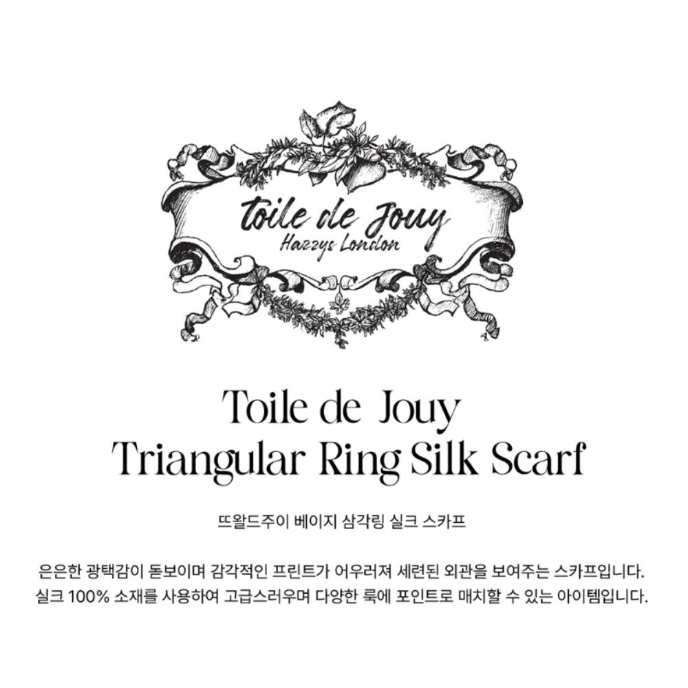 HAZZYS Toile De Jouy Beige Triangle Ring Silk Scarf