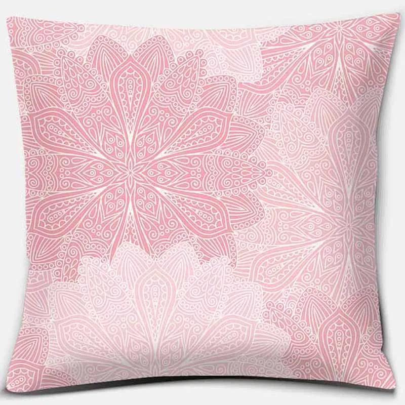 Taie d'oreiller carrée imprimée rose, housse de coussin de canapé, décoration de la maison, voiture