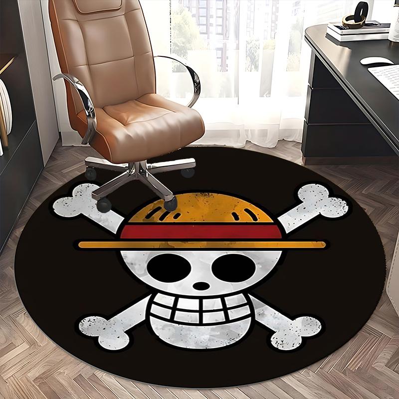 One Piece,Straw Hat Pirates Chair mat Round Rug Office carpet, Machine Washable, Non slip, Suitable for Living Rooms, Bedrooms
