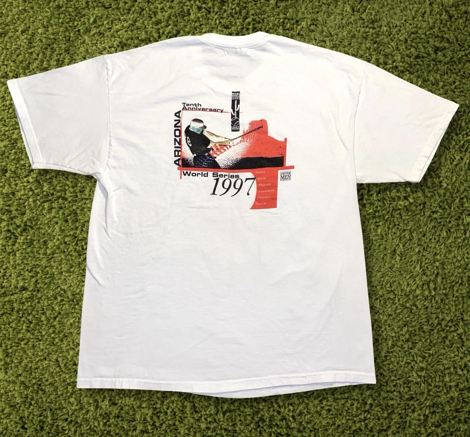 

Vintage 1997 Arizona World Series Baseball T Shirt Size XL White Hanes Beefy Tee S